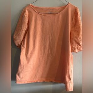 Talbots peach 3/4 length blouse size Large